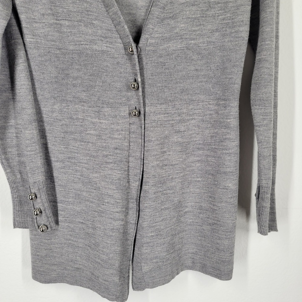 100% Wool Knit‎ Cardigan Womens Sz XS W&B Babydoll Minimalist Quiet Luxury - Picture 3 of 7